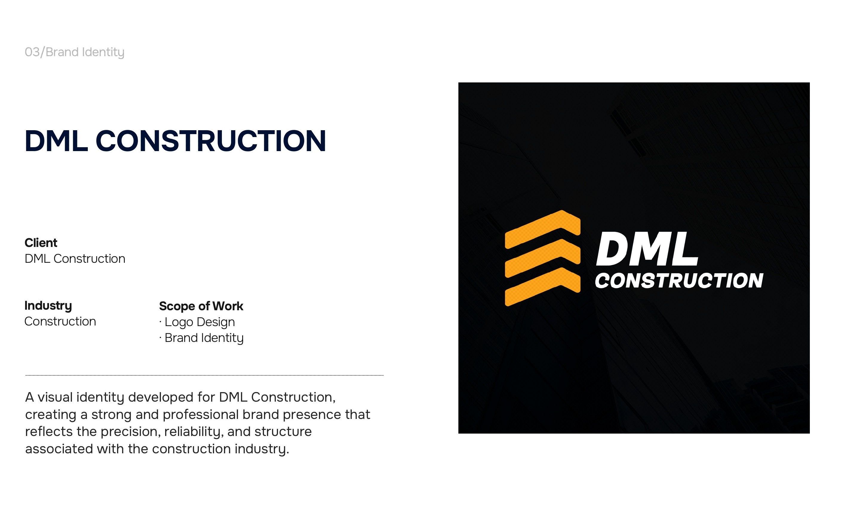 DML Construction brand identity case study